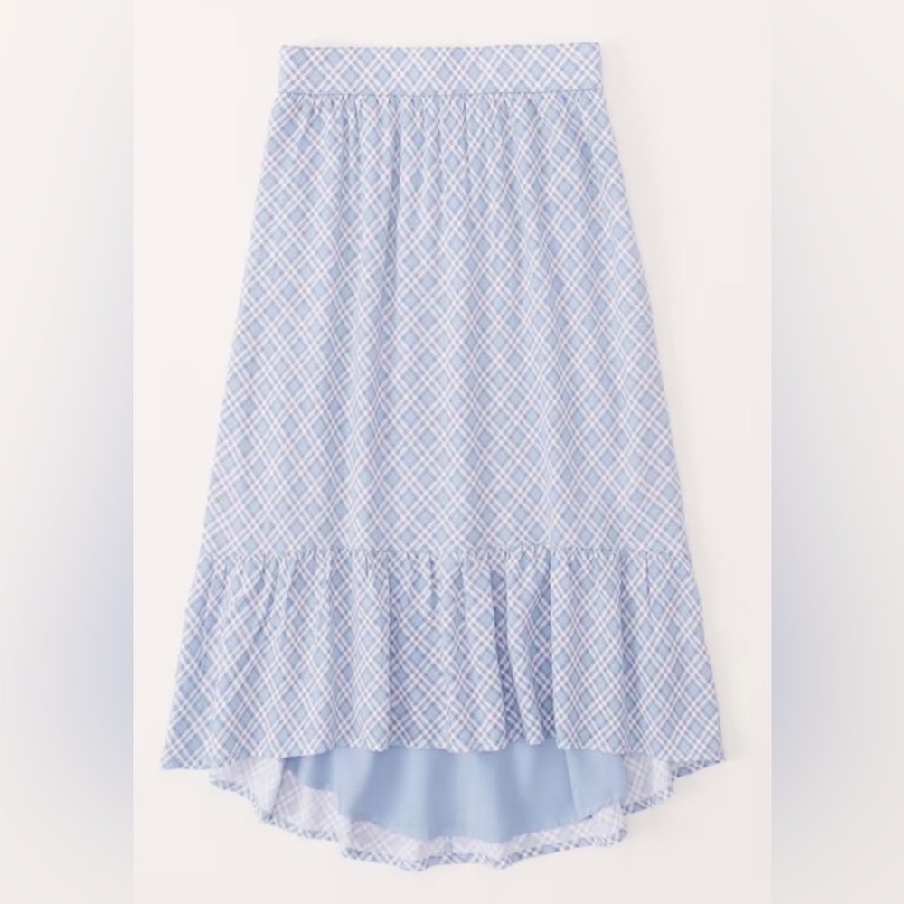Abercrombie Kids: Blue and white plaid midi skirt. In size 9/10 & in size 13/14